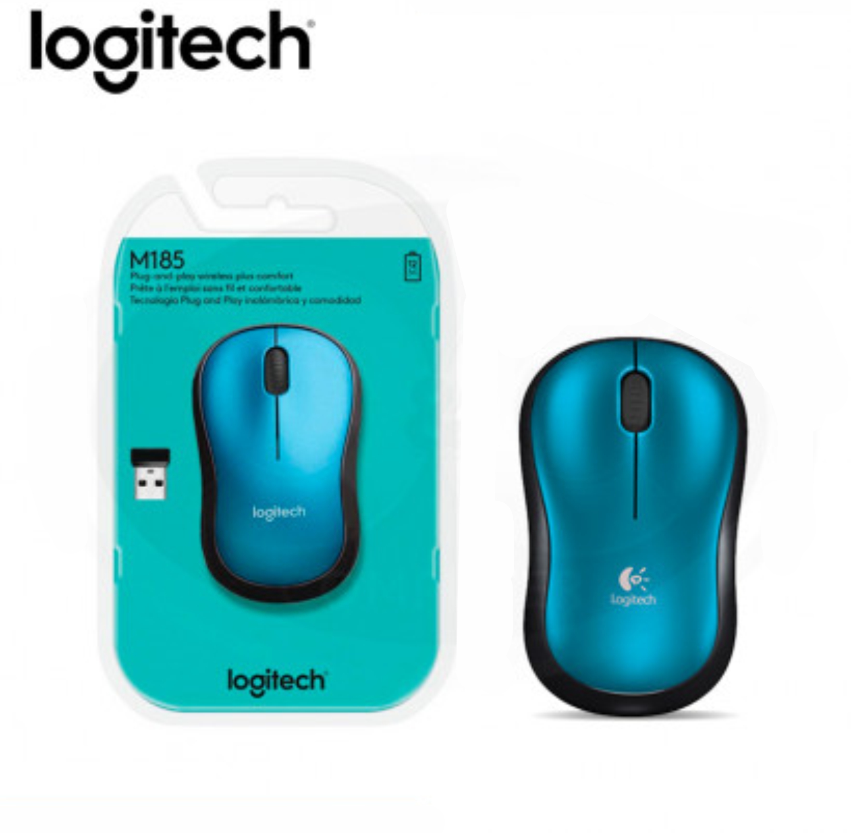 MOUSE USB WIRELESS M185 AZUL - 910-003636 LOGITECH - MOUSE05290