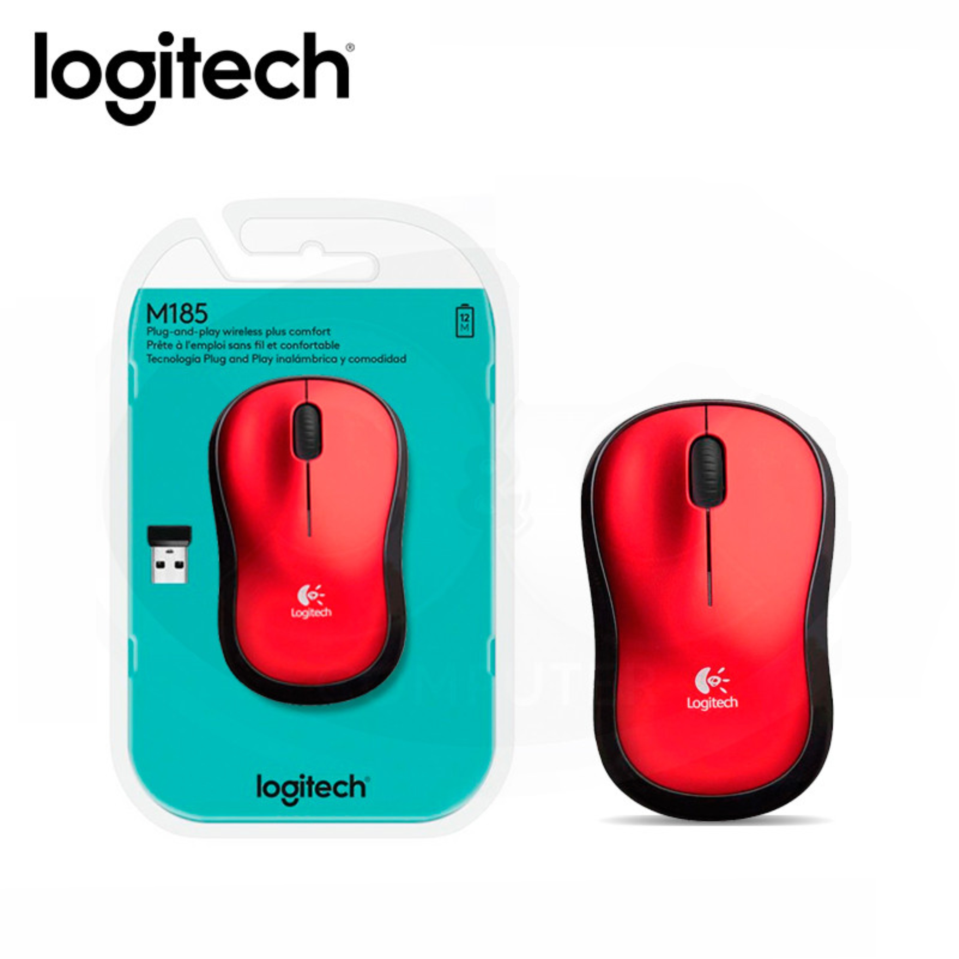 MOUSE USB WIRELESS M185 ROJO - 910-003635 LOGITECH