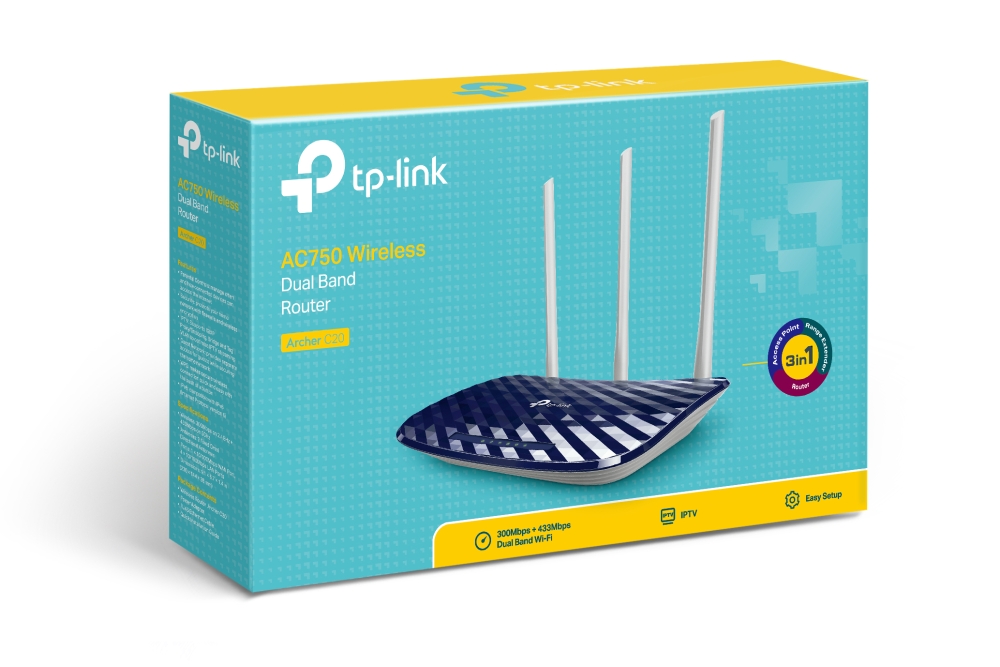ROUTER 4 P+WIFI DUAL BAND (AC750 ARCHER C20) 733MBPS 3 ANTENAS WIRELESS - TP-LINK - ROUTER05737