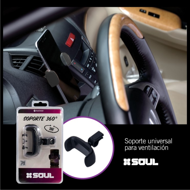 SOPORTE UNIVERSAL AUTO P/SALIDA DE AIRE AIR SOP-CJ81 - SOUL - EGUNICJ81NE - SOPORTE05767