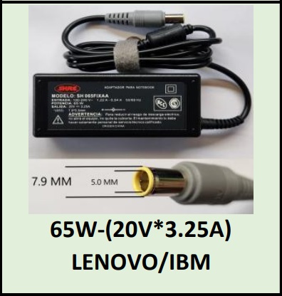 CARGADOR NOTEBOOK SH-CNF65W-5 LENOVO / IBM 20V/3,25 AMP - 7.9 X 5,0 MM