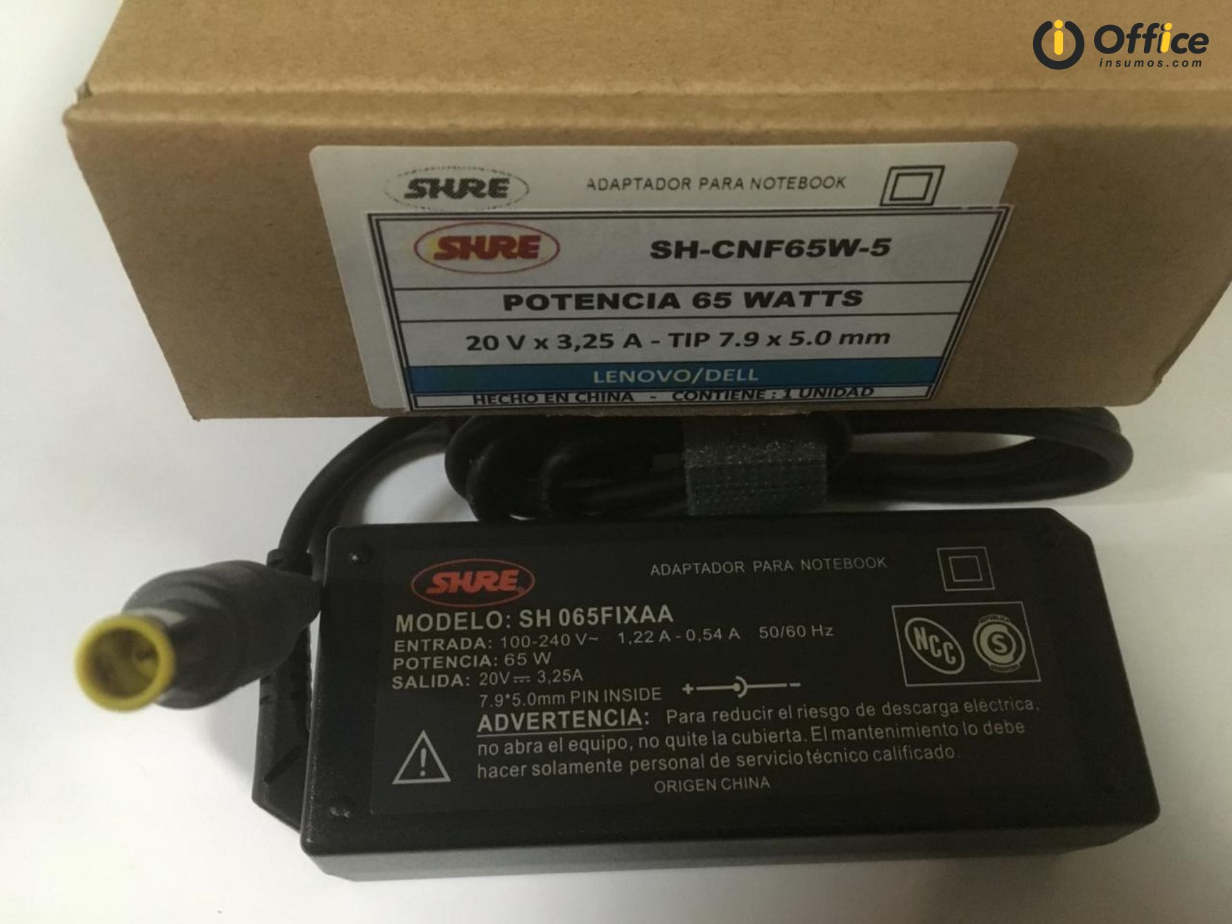 CARGADOR NOTEBOOK SH-CNF65W-5 LENOVO / IBM 20V/3,25 AMP - 7.9 X 5,0 MM - CARGADOR05925