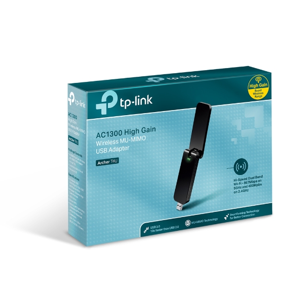 PLACA DE RED USB WIFI DUAL BAND (ARCHER T4U) AC1300 (867+300)MBPS ULTRA-RÁPIDA CON 802.11AC - TP-LINK
(7318) - PLACAT4U