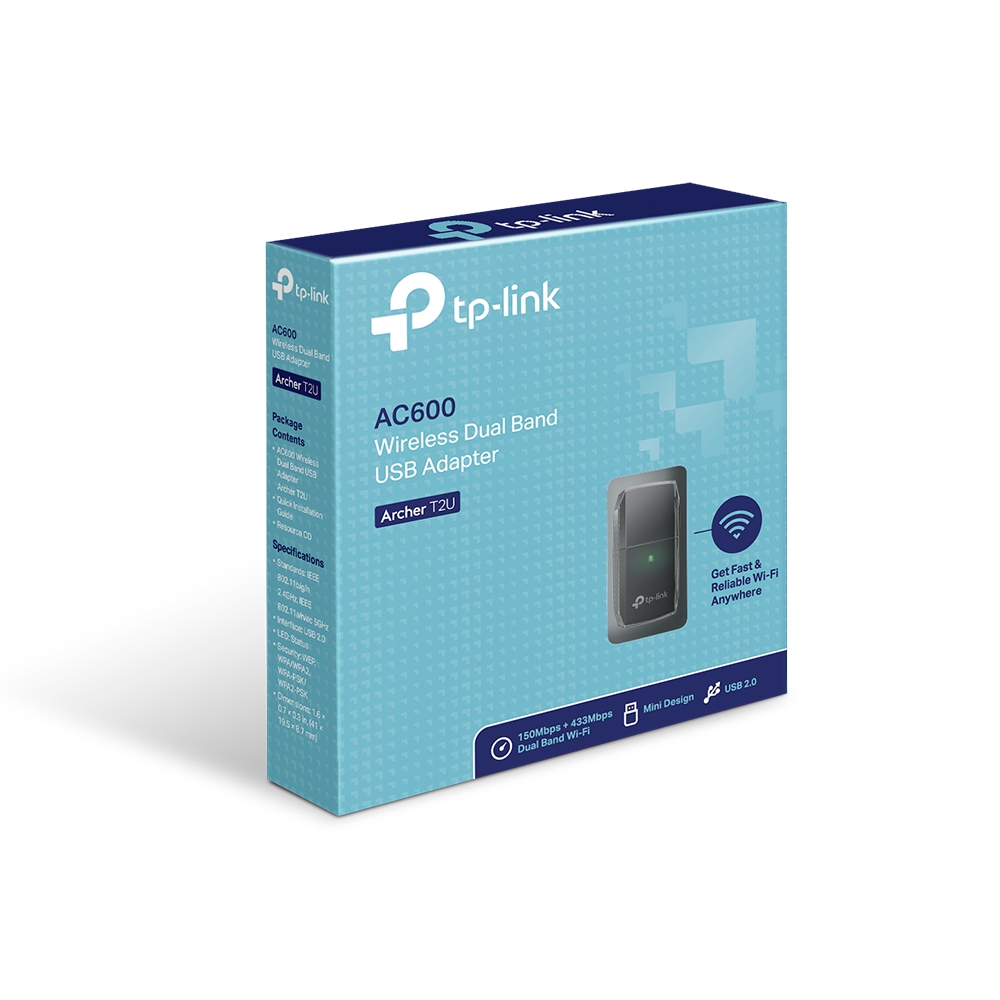 PLACA DE RED USB WIFI (ARCHER T2U AC600 DUAL BAND) 433+150MBPS WIRELESS - TP-LINK - (9917) - PALCAT2U