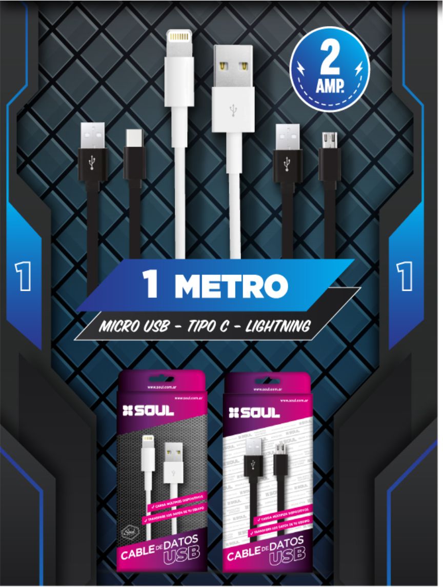 CABLE USB 2.0 A LIGHTNING 1.00 MTS BLANCO SOUL
USB-IPH5BL - - CABLE06173
