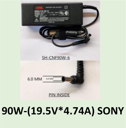 CARGADOR NOTEBOOK SH-CNF90W-6 SONY 19V/4,74A - 6 X 4.4 MM PIN INSIDE