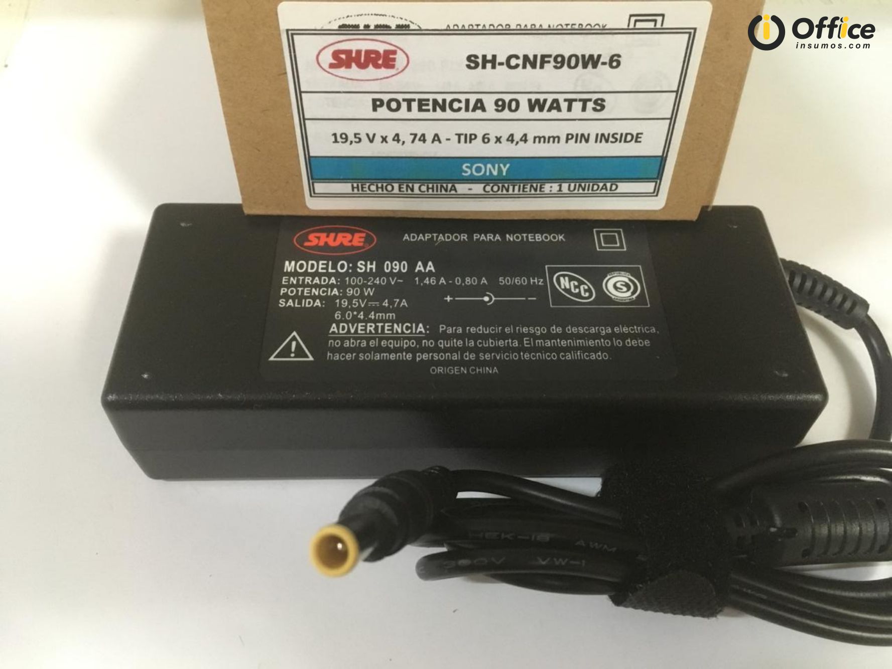 CARGADOR NOTEBOOK SH-CNF90W-6 SONY 19V/4,74A - 6 X 4.4 MM PIN INSIDE - CARGADOR06475