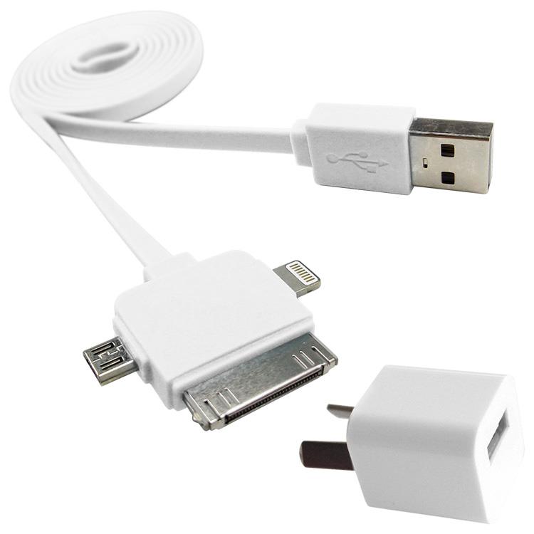 CARGADOR 220V A USB 1 PORT C/CABLE 3 EN 1 (NG-633) P/TABLET Y CEL- NG-633 - NOGA NET