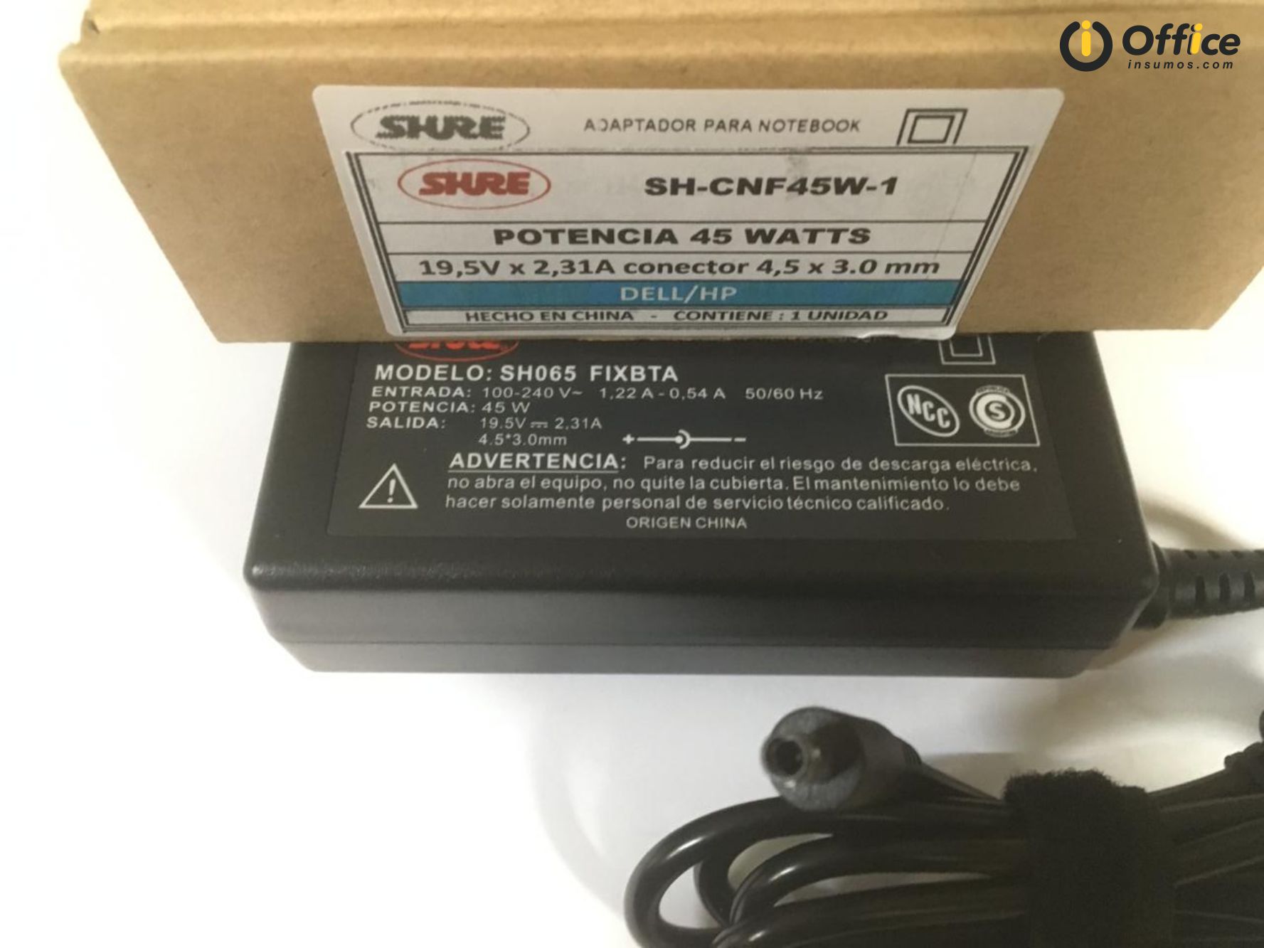 CARGADOR NOTEBOOK SH-CNF45W-1 DELL/HP/COMPAQ 19,5V/2,31A - 4.5 X 3.0 MM - CARGADOR06899