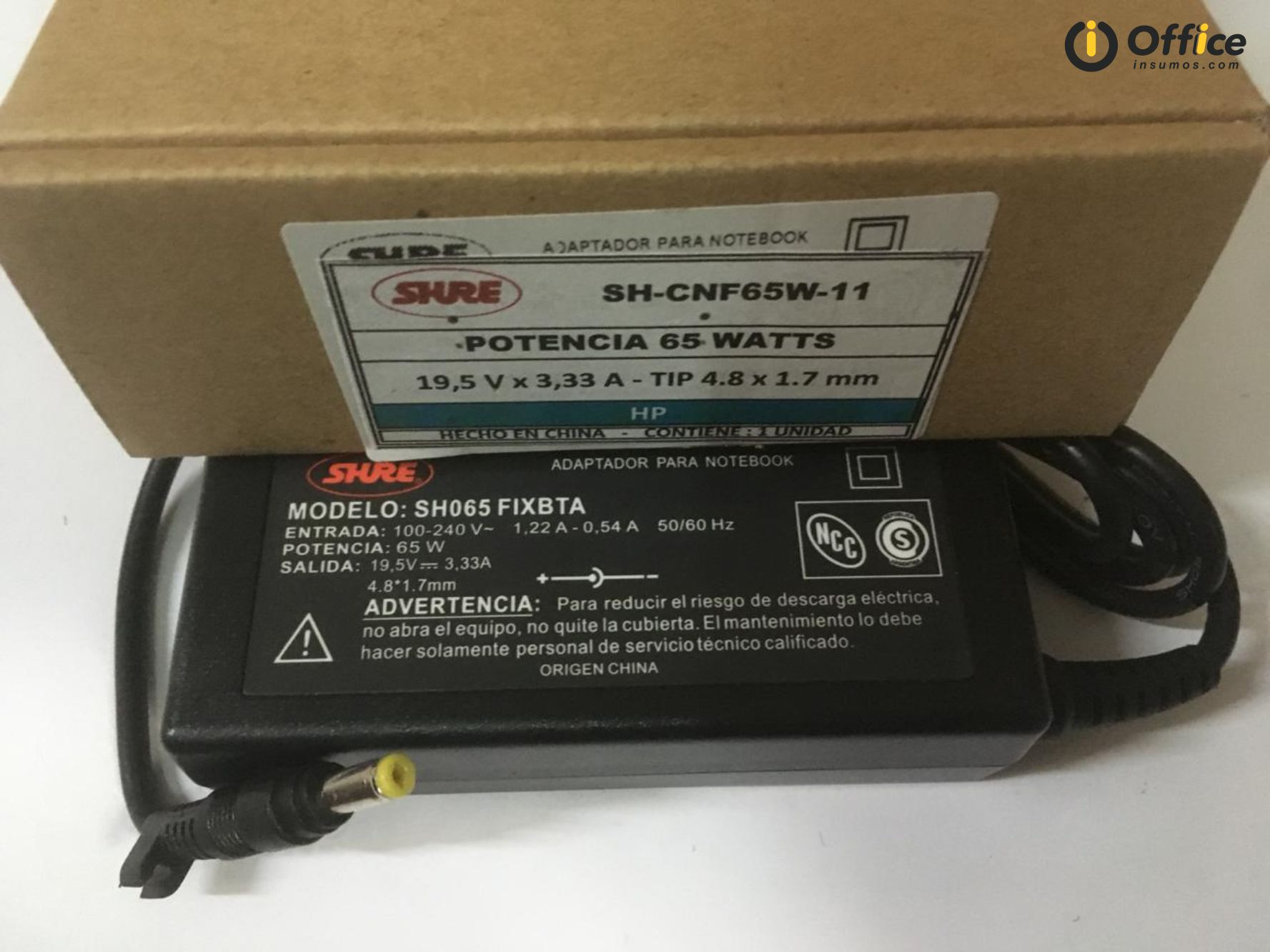 CARGADOR NOTEBOOK SH-CNF65W-11 HP / COMPAQ 19,5V/3,33A - 4.8 X 1.7 MM - CARGADOR06902