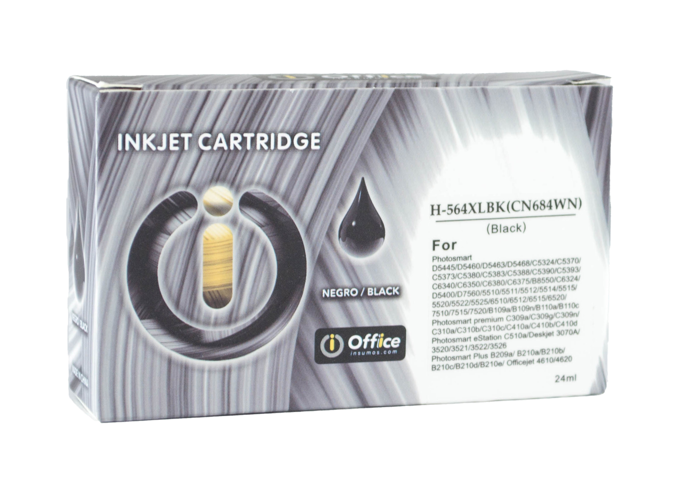 CART ALTER HP CB316W (#564XL) NEGRO 24ML OFFICE ALTERNATIVO - PARA IMPRESORAS HP POTOSMART C6350 / C6380 / D5460 / D7560 / B209 / B210 / C6300 - 564B-A1