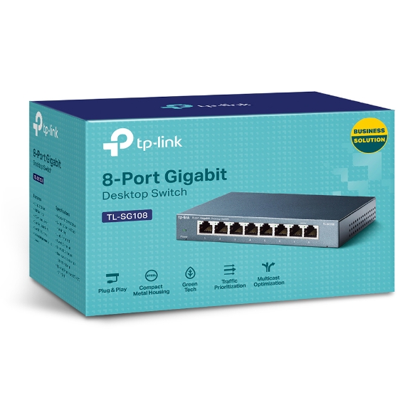 SWITCH  8 PORT GIGABIT (TL-SG108) 10/100/1000   - TP-LINK - SWITCHSG108