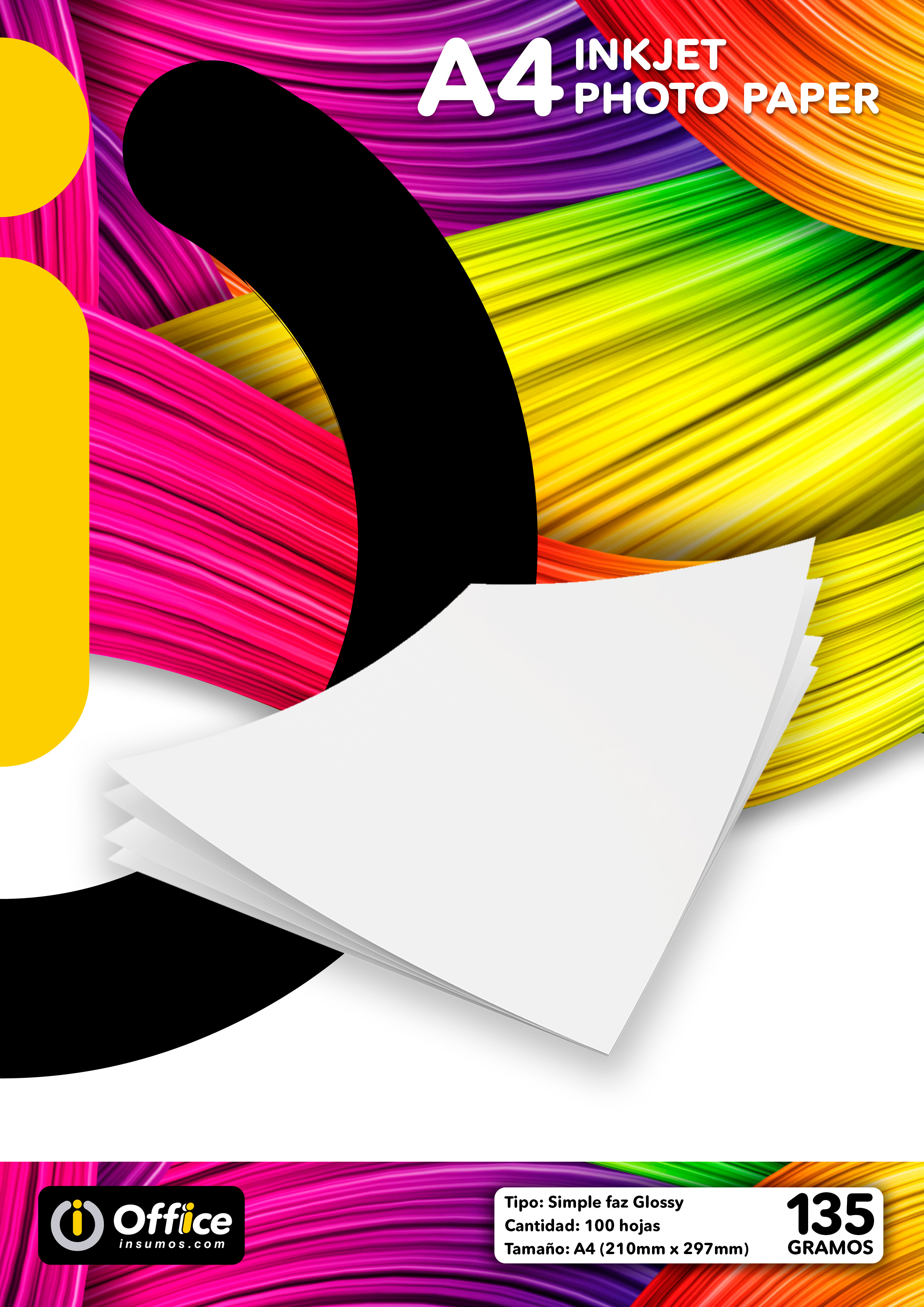 PAPEL A4 GLOSSY 135GR X 100 HOJAS OFFICE (20 X BOX) PAPEL FOTO FOTOGRAFICO  COMPATIBLE C/IMPRESORAS INKJET Y LASERJET