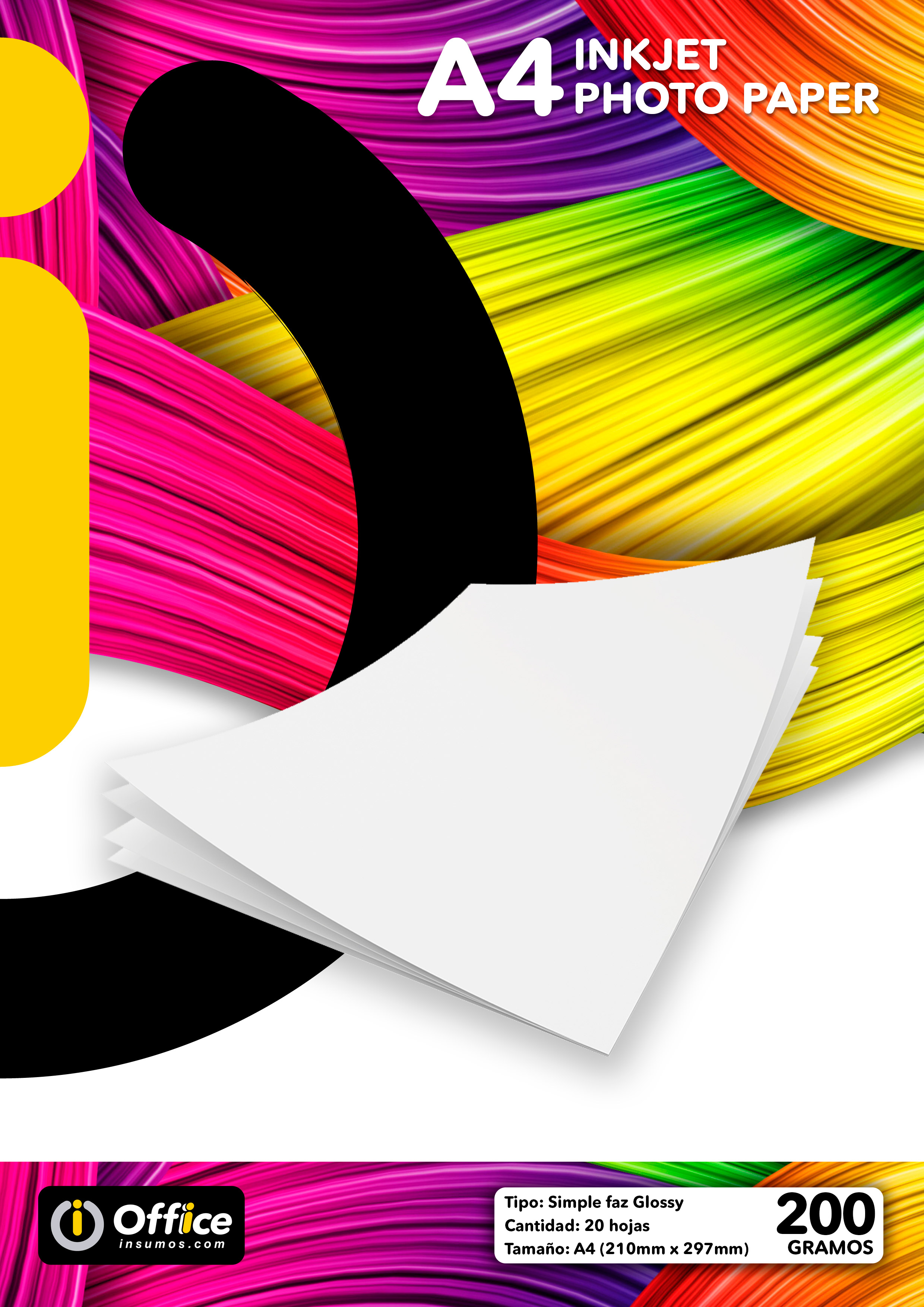 PAPEL A4 GLOSSY 200GR X  20 HOJAS OFFICE (60 X BOX)  PAPEL FOTO FOTOGRAFICO COMPATIBLE C/IMPRESORAS INKJET Y LASERJET