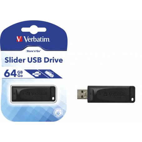 PEN DRIVE 64 GB SLIDER NEGRO 98698 VERBATIM - PEN6407466