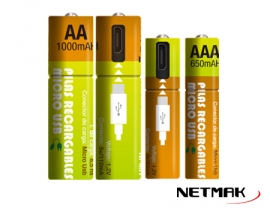 PILAS RECARGABLES MICRO USB AAA X 650MAH NM-EC65 X2 UNIDADESNETMAK - PILA07720