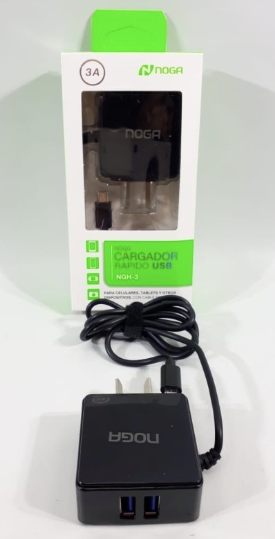 CARGADOR 220V A USB 2 PORT C/CABLE MICRO (NGH-3) 3.0AMP NGH-3 C/CABLE PARA TABLET Y CELU