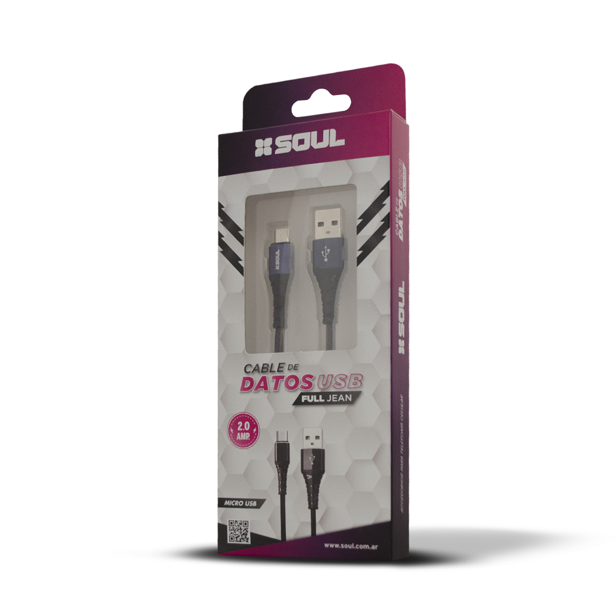 CABLE USB 2.0 A TIPO C FULL JEANS NEGRO 1MTS USB-FJTYPE1NE - SOUL - - CABLE08145