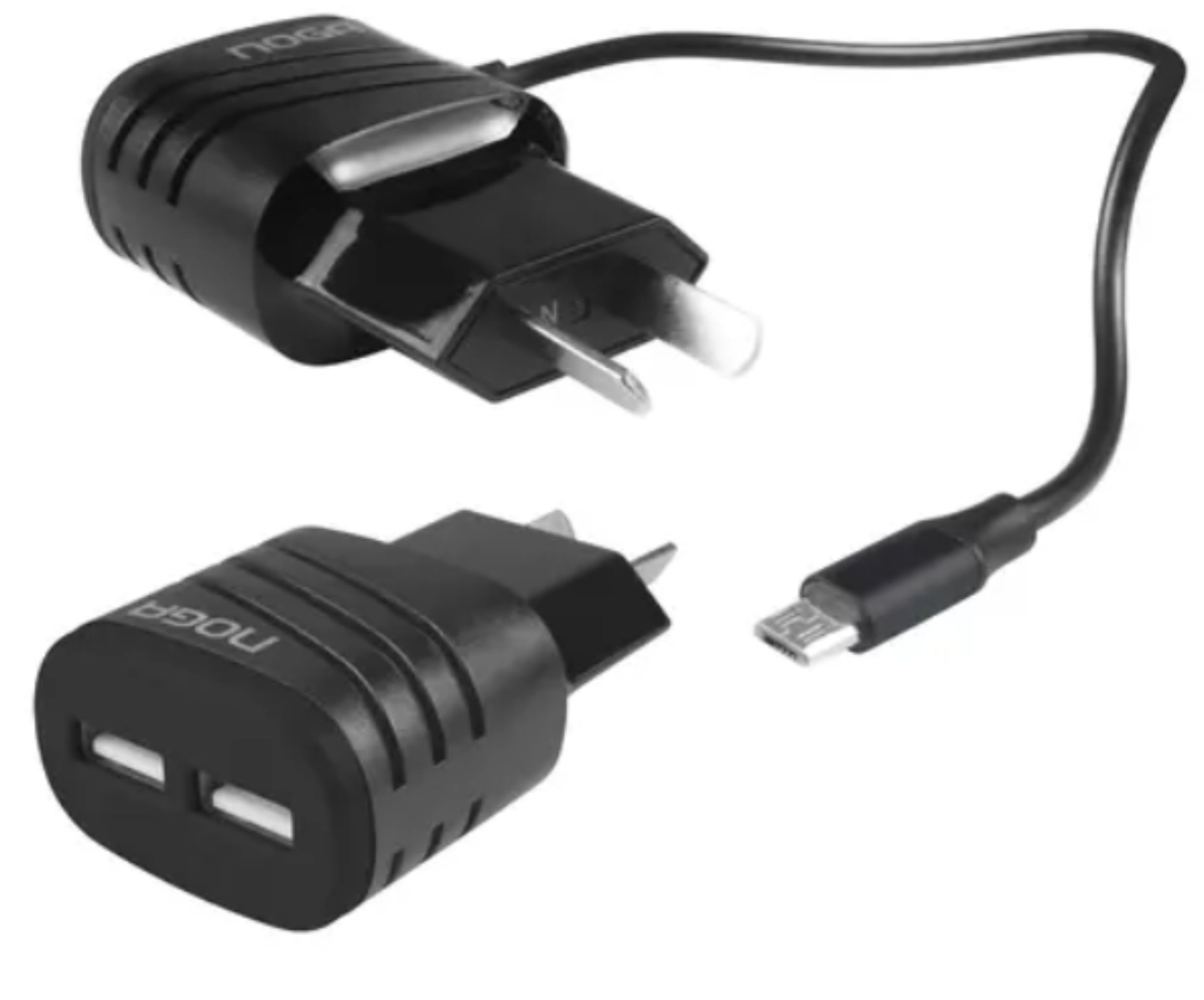 CARGADOR 220V A USB 2 PORT NGA-352 C/CABLE MICRO 2.0 AMP 5V - NOGA NET - CARGADOR08207