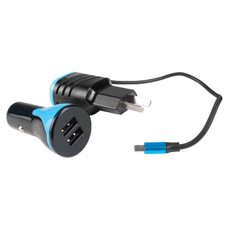 CARGADOR 220V Y 12V NGH-2 SILVER CON 2 USB C/CABLE MICRO USB - NOGA NET - CARGADOR08209