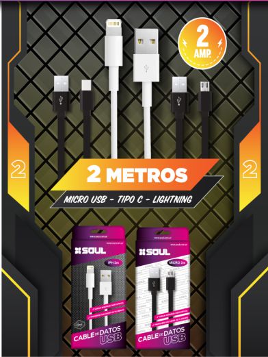 CABLE USB 2.0 A MICRO USB 2.00 MTS USB-MICRO2BL BLANCO 2 MTS - SOUL -