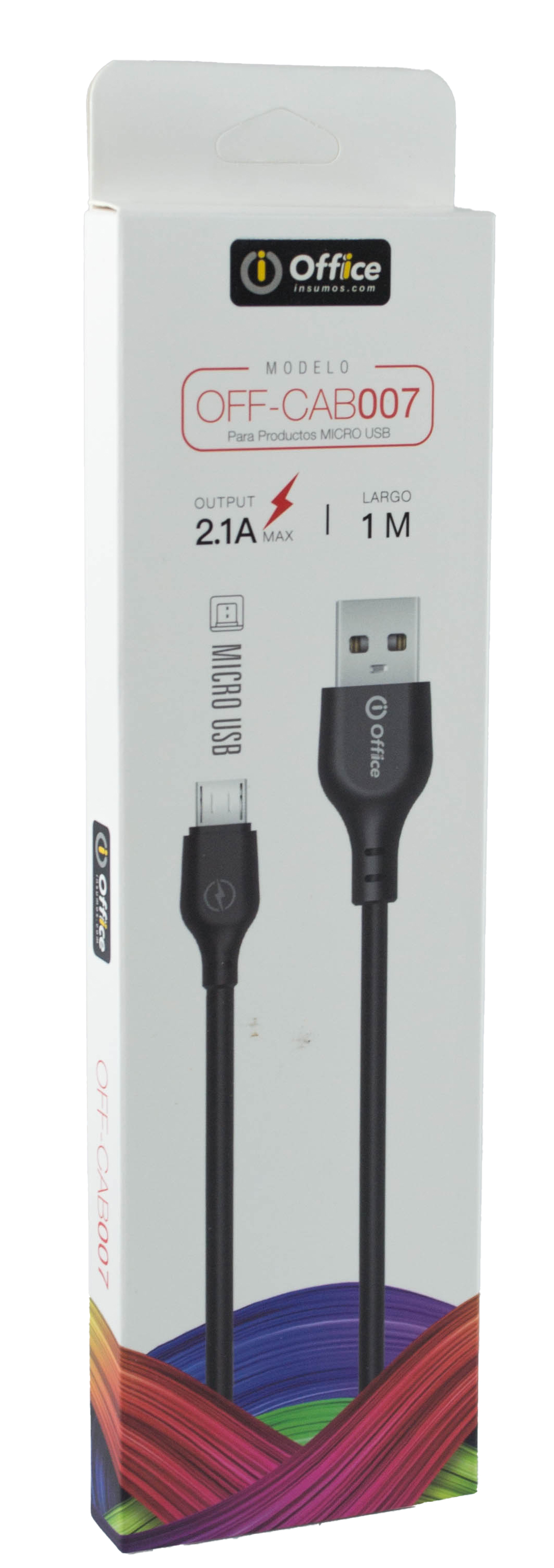 CABLE USB 2.0 A MICRO USB 1.00 MTS OFF-CAB007 2.1 AMP NEGRO OFFICE 779312007 - CABLEOFF08388