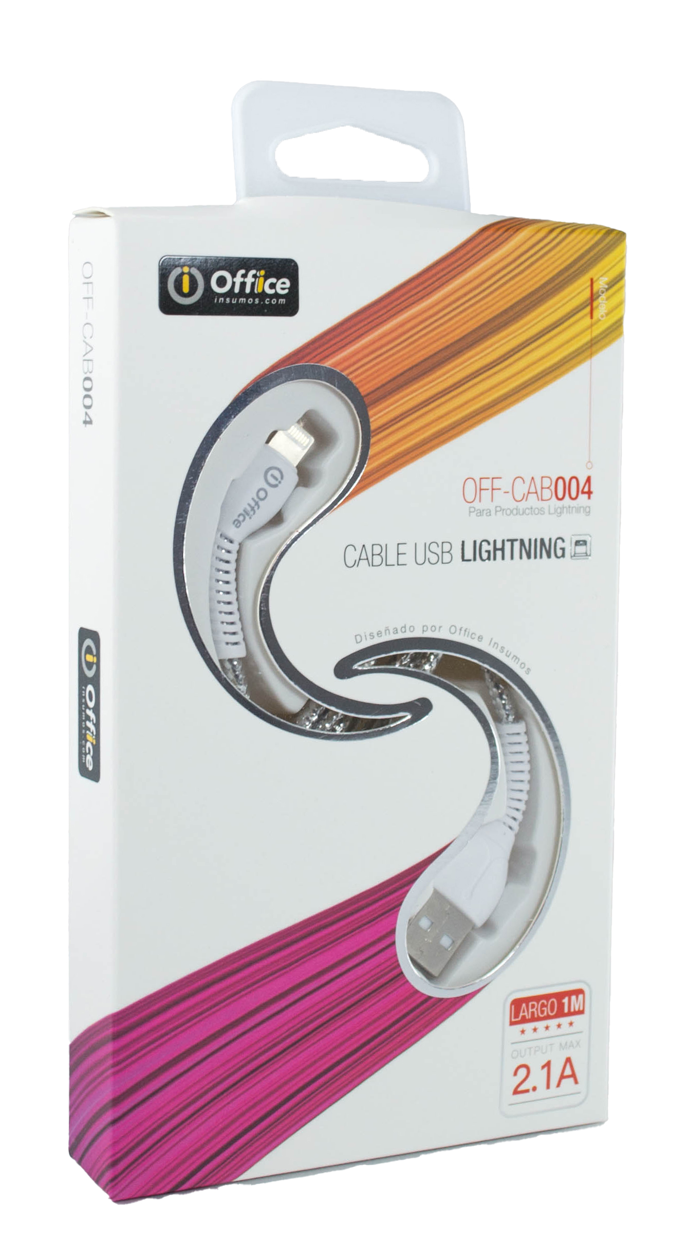 CABLE USB 2.0 A LIGHTNING 1.00 MTS OFF-CAB004 2.1 AMP SILVER OFFICE 779312004 IPHONE
