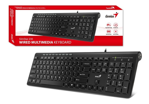 TECLADO USB MULTIMEDIA SS230 230IINEGRO GENIUS 31310010402 - TECLADO08460