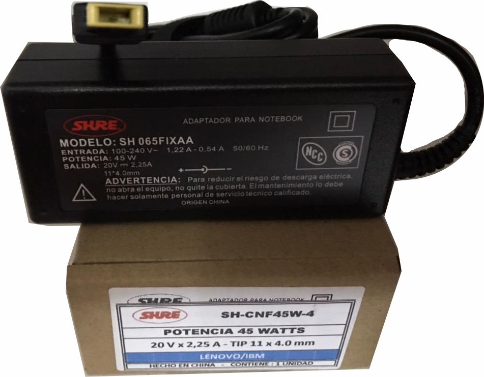 CARGADOR NOTEBOOK SH-CNF45W-4 LENOVO/IBM - 20V/2,25A 11.0 X 4.0MM PIN INSIDE - CARGADOR08559