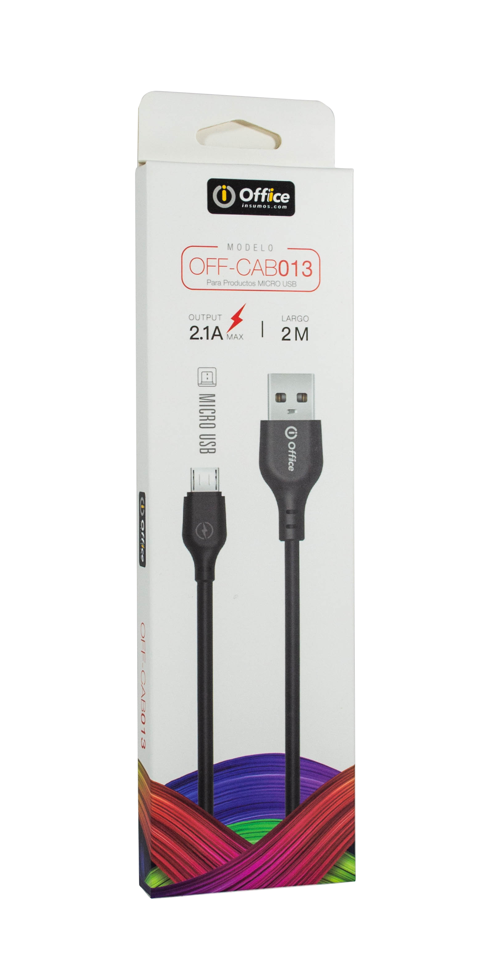 CABLE USB 2.0 A MICRO USB 2.00 MTS OFF-CAB013 2.1 AMP NEGRO OFFICE 779312013 - CABLEOFF08647