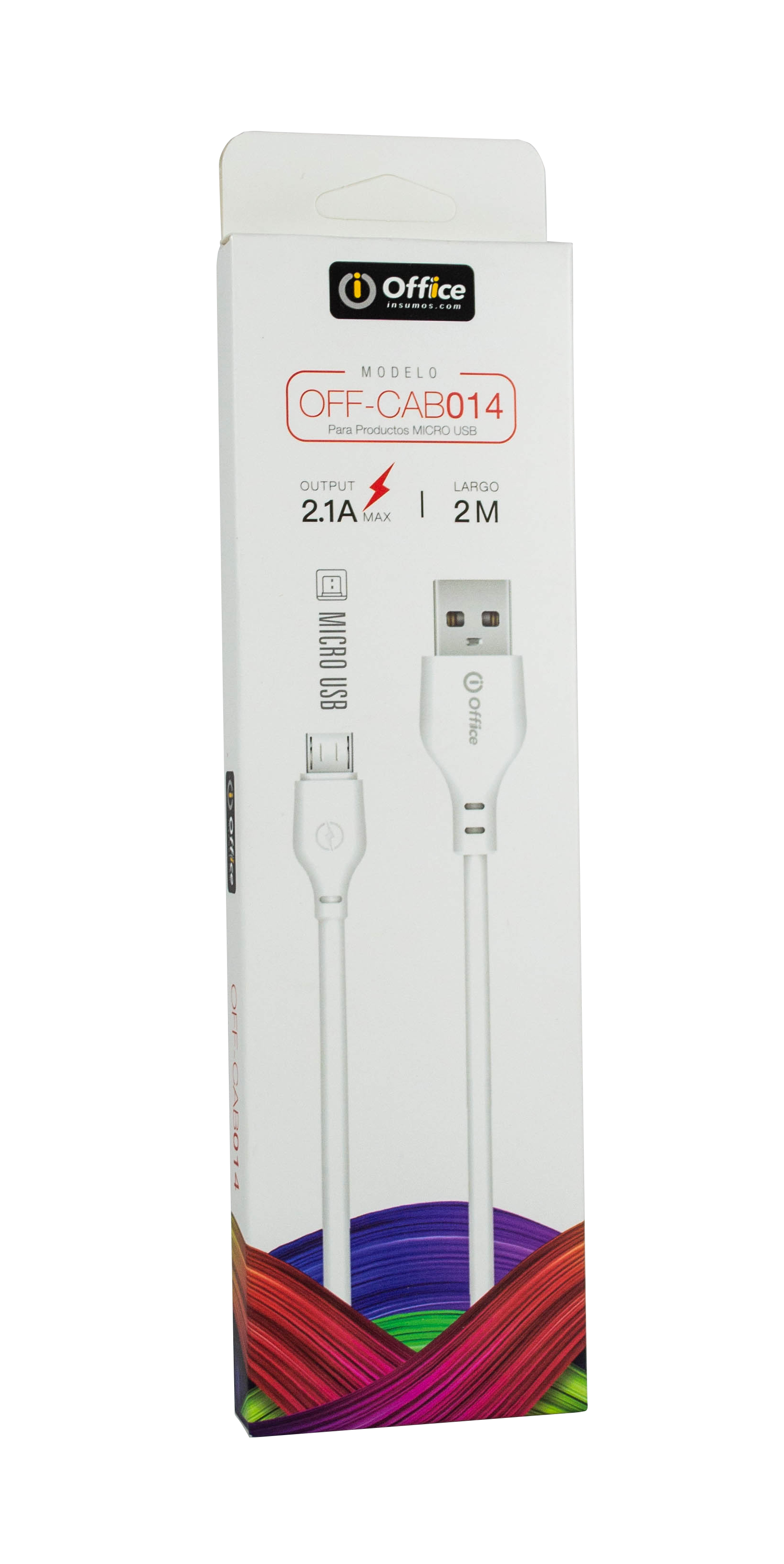 CABLE USB 2.0 A MICRO USB 2.00 MTS OFF-CAB014 2.1 AMP BLANCO OFFICE 779312014 - CABLEOFF08648