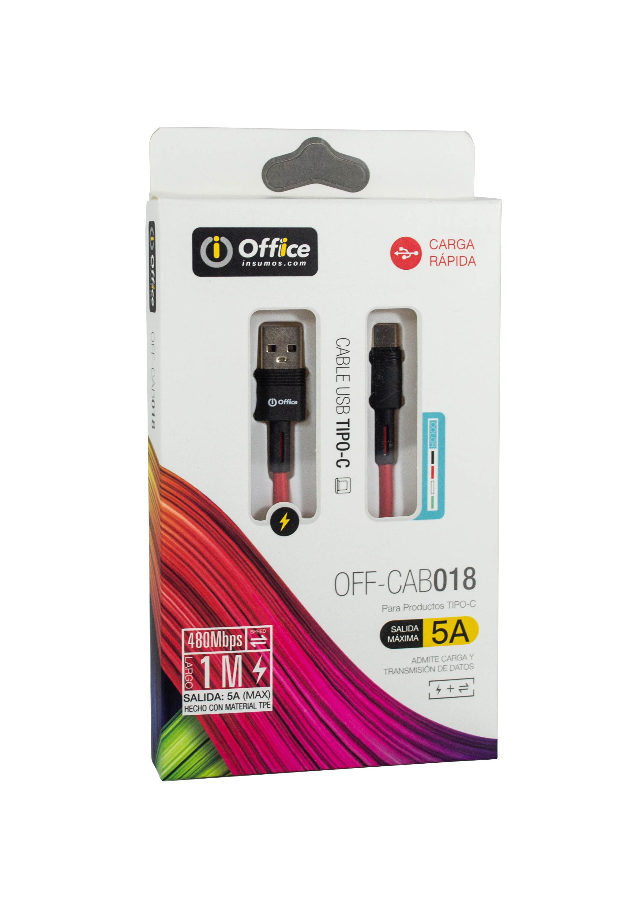 CABLE USB 2.0 A TIPO C 1.00 MTS OFF-CAB018 5.0 AMP ROJO OFFICE
779312018 - CABLEOFF08651