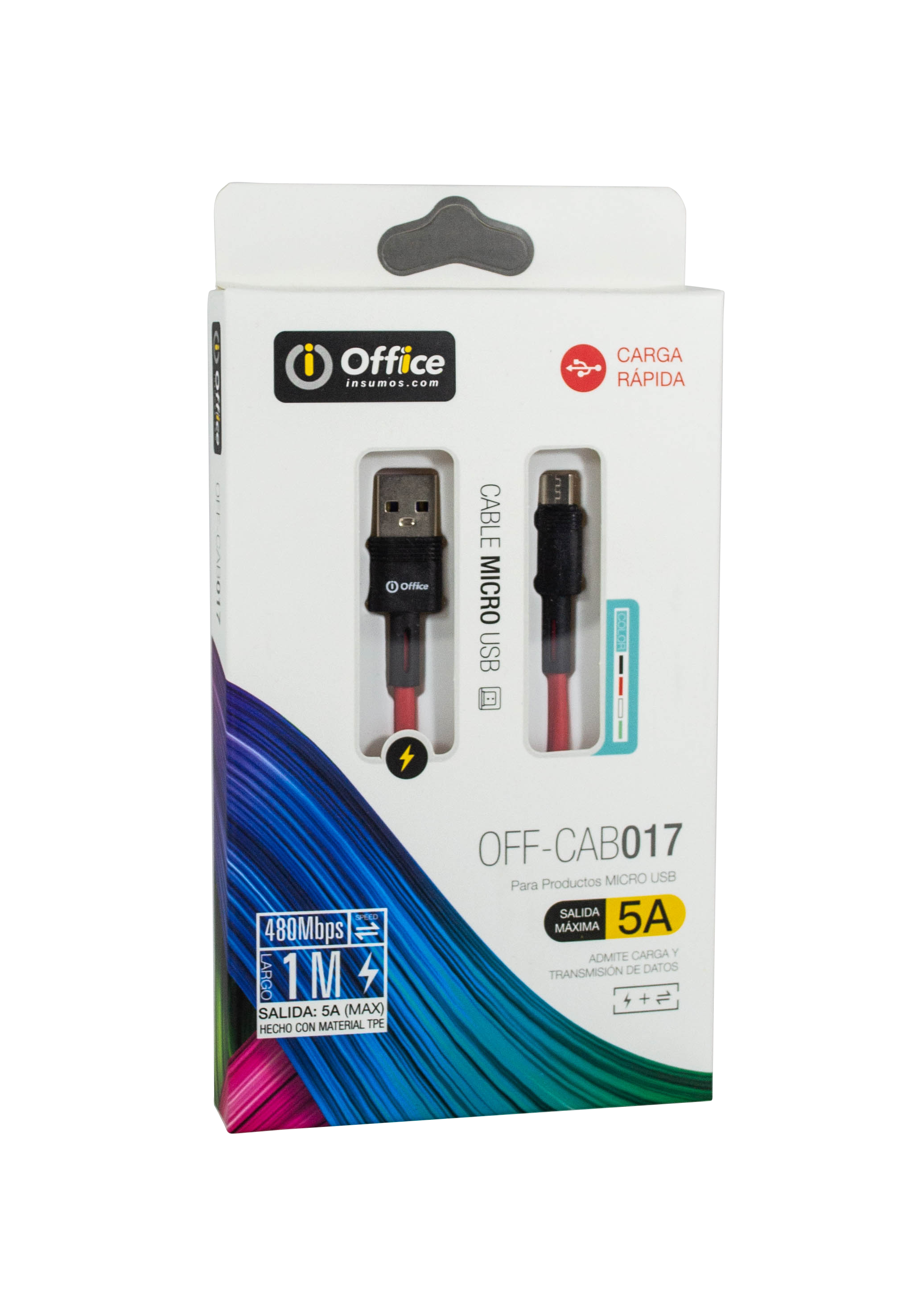 CABLE USB 2.0 A MICRO USB 1.00 MTS OFF-CAB017 5AMP ROJO OFFICE
779312017 - CABLEOFF08652