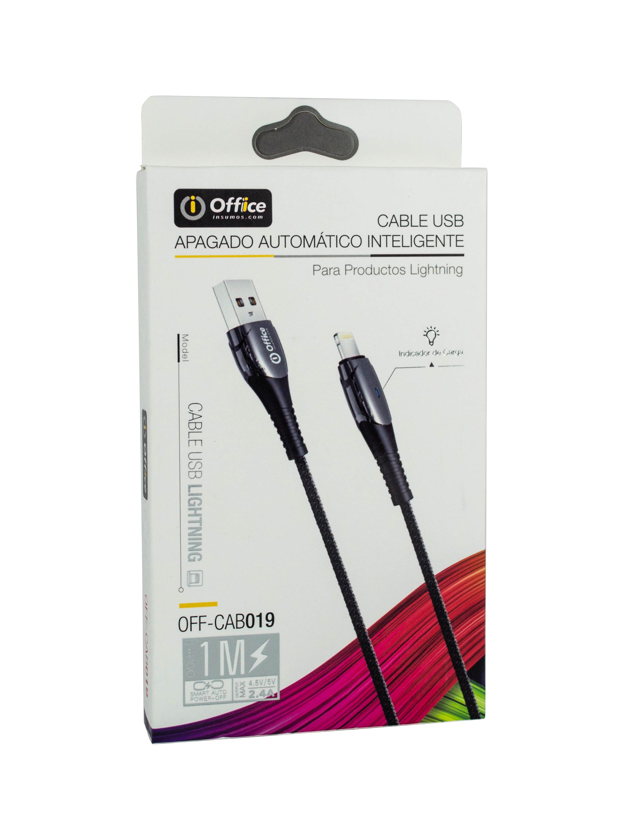 CABLE USB 2.0 A LIGHTNING 1.00 MTS OFF-CAB019 2.4 AMP AUTO OFF RAPIDO 2.4A OFFICE 779312019 IPHONE
