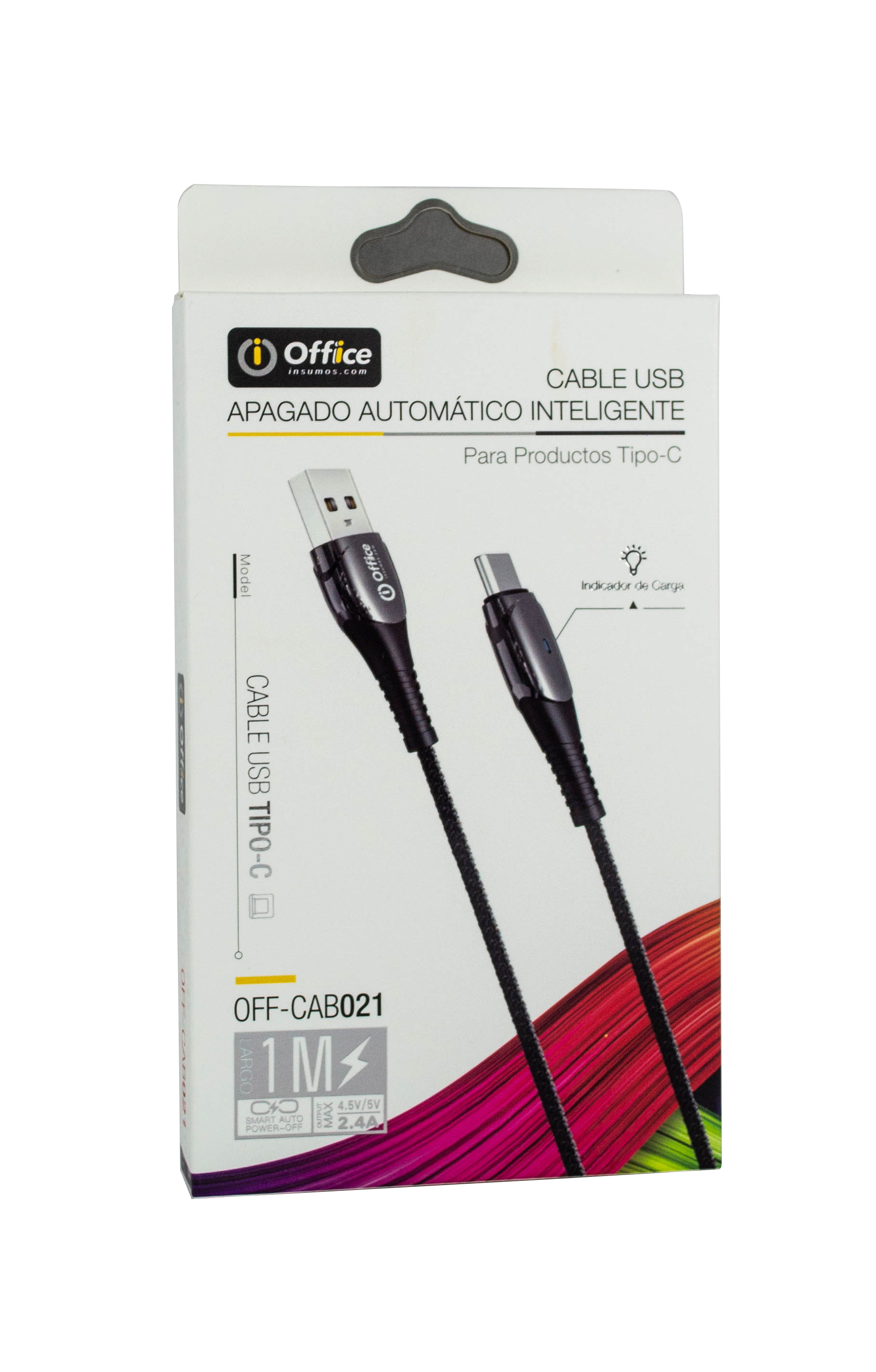 CABLE USB 2.0 A TIPO C 1.00 MTS OFF-CAB021 2.4 AMP AUTO OFF NEGRO OFFICE
779312021 - CABLEOFF08654