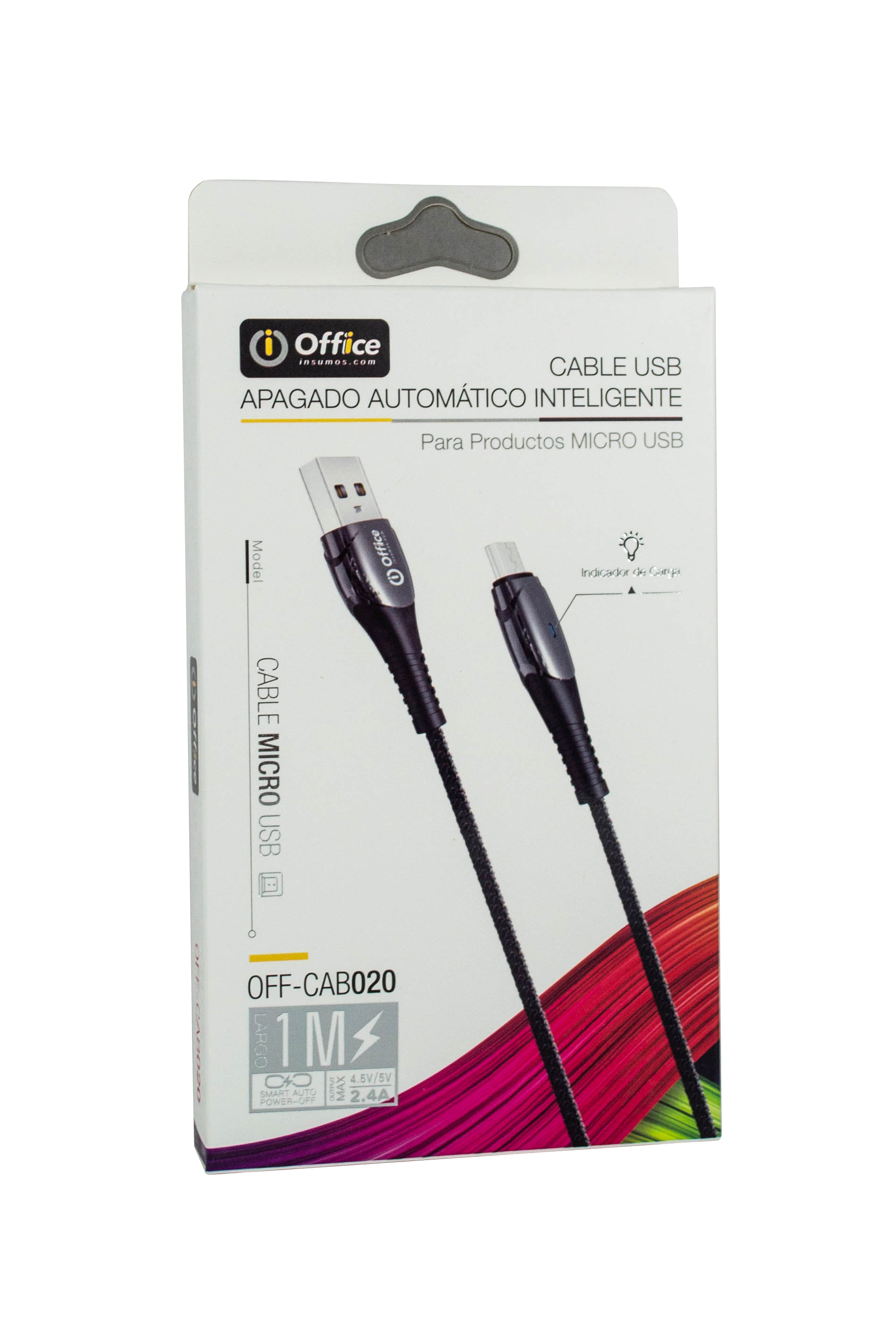 CABLE USB 2.0 A MICRO USB 1.00 MTS OFF-CAB020 2.4 AMP AUTO OFF NEGRO OFFICE
779312020 - CABLEOFF08655