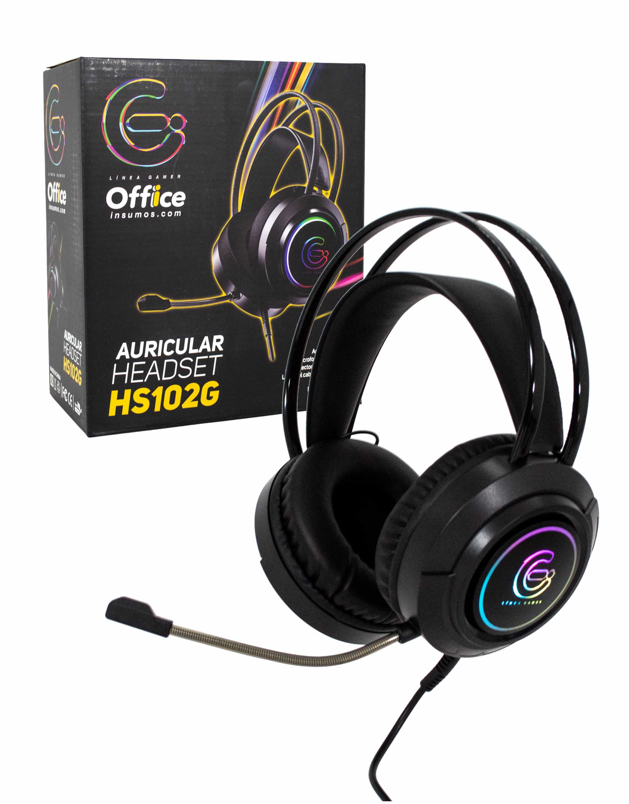 AURICULAR VINCHA PLUG 3.5 GAMER OFFICE OFF-HS102G 2 PLUG 3.5 + USB