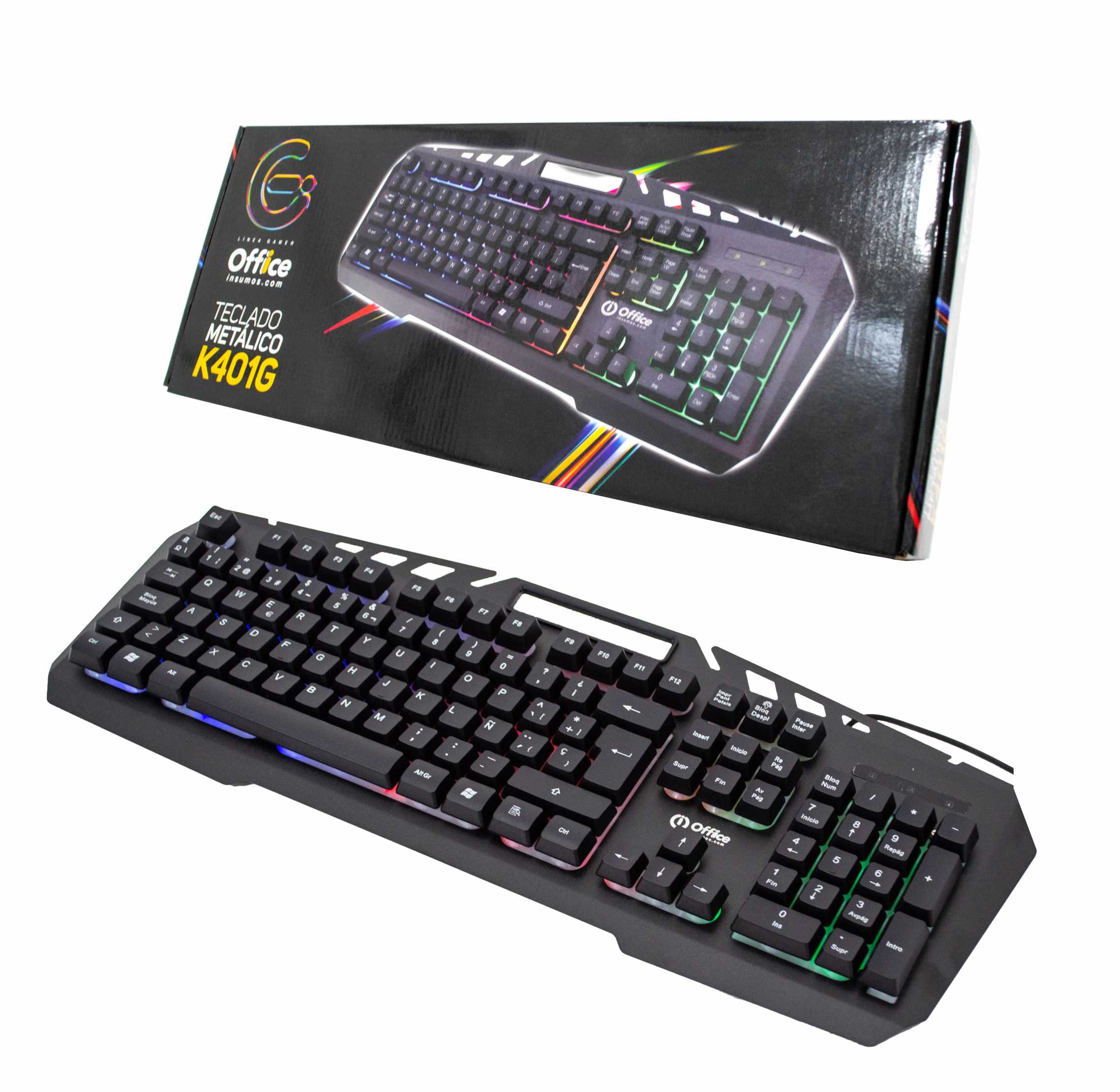 TECLADO USB GAMER METALICO OFF-K401G RETROILUMINADO OFFICE - TECLADO08672