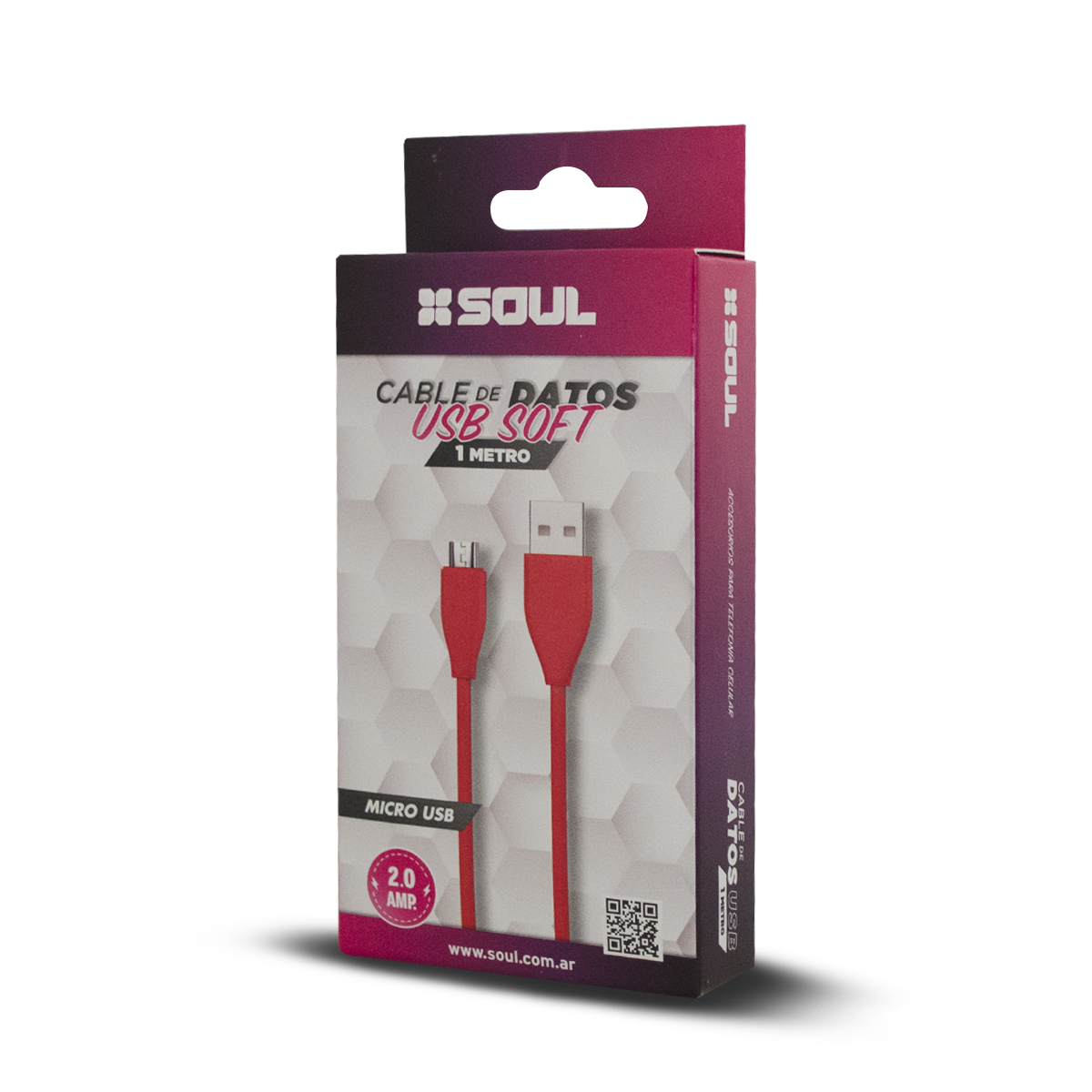 CABLE USB 2.0 A MICRO USB SOFT ROJO 1MTS USB-SMICRO1RO - SOUL - - CABLE08687