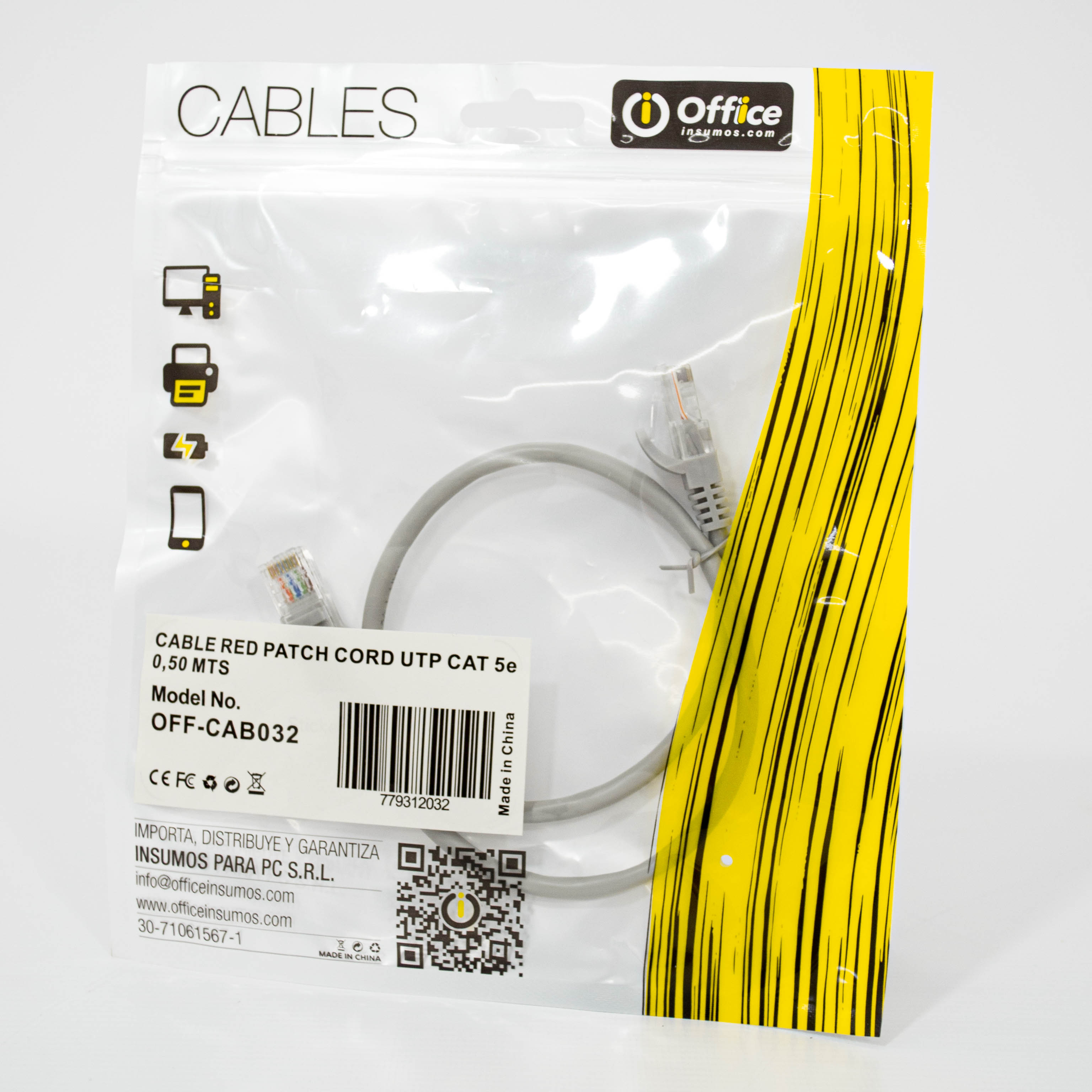 CABLE RED PATCH CORD UTP CAT5E  0.5 MTS  OFF-CAB032
 OFFICE RED