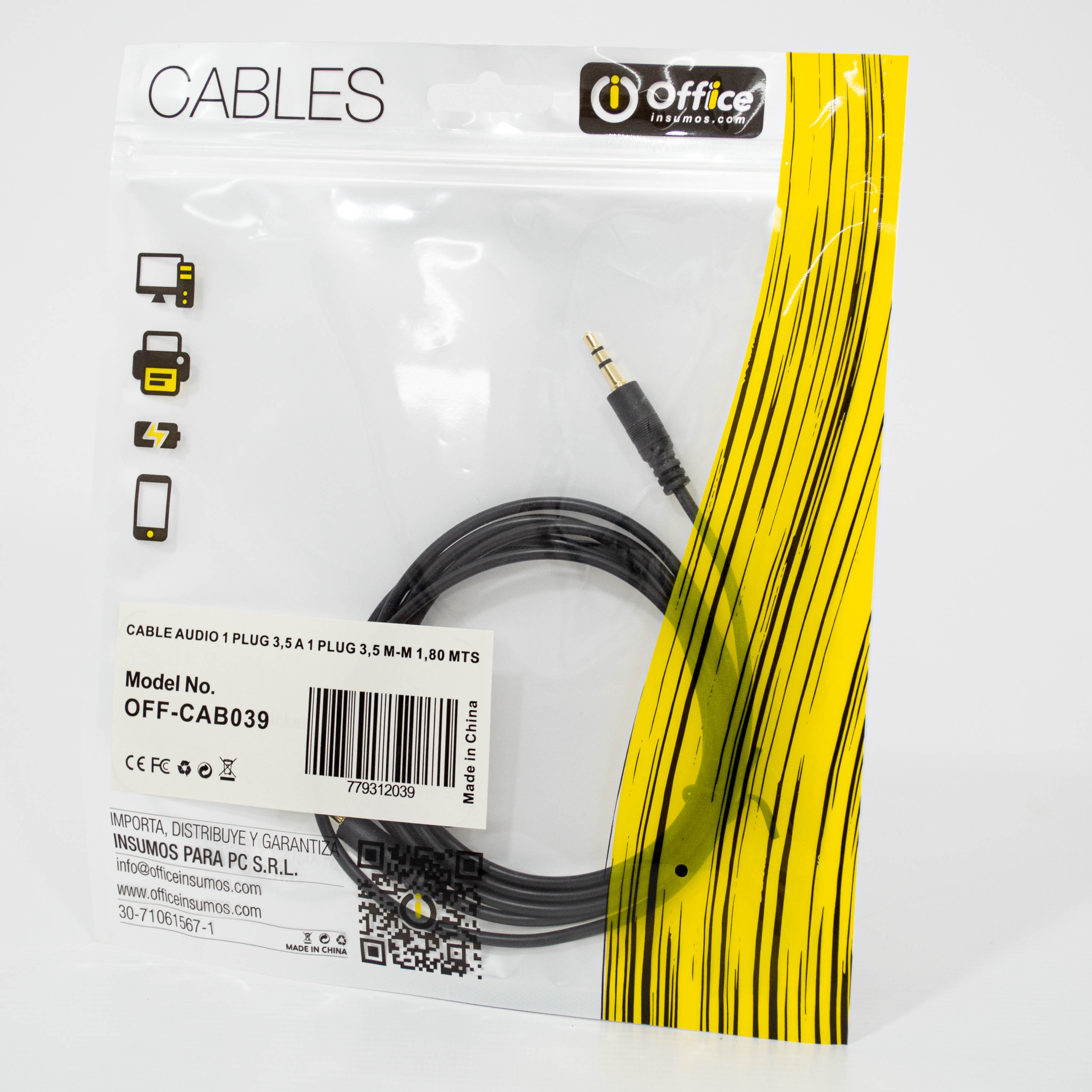 CABLE AUDIO 1 PLUG 3.5 1 PLUG 3.5 M 1.8  OFF-CAB039 1.8 MTS 
OFFICE
